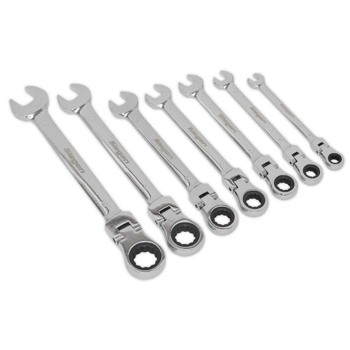 Sealey Flexible Head Ratchet Combination Spanner Set 72 Teeth 7 Pieces S01143