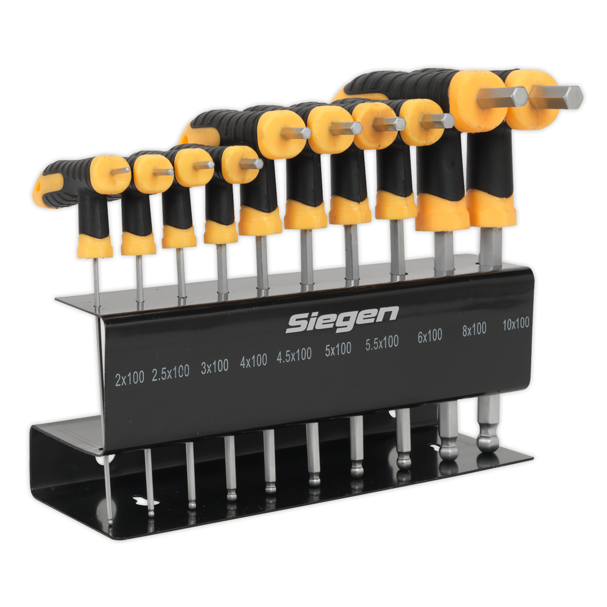Sealey Ball-End Hex Key Set 10 Pcs T-Handle Metric Polished Satin Finish S01150