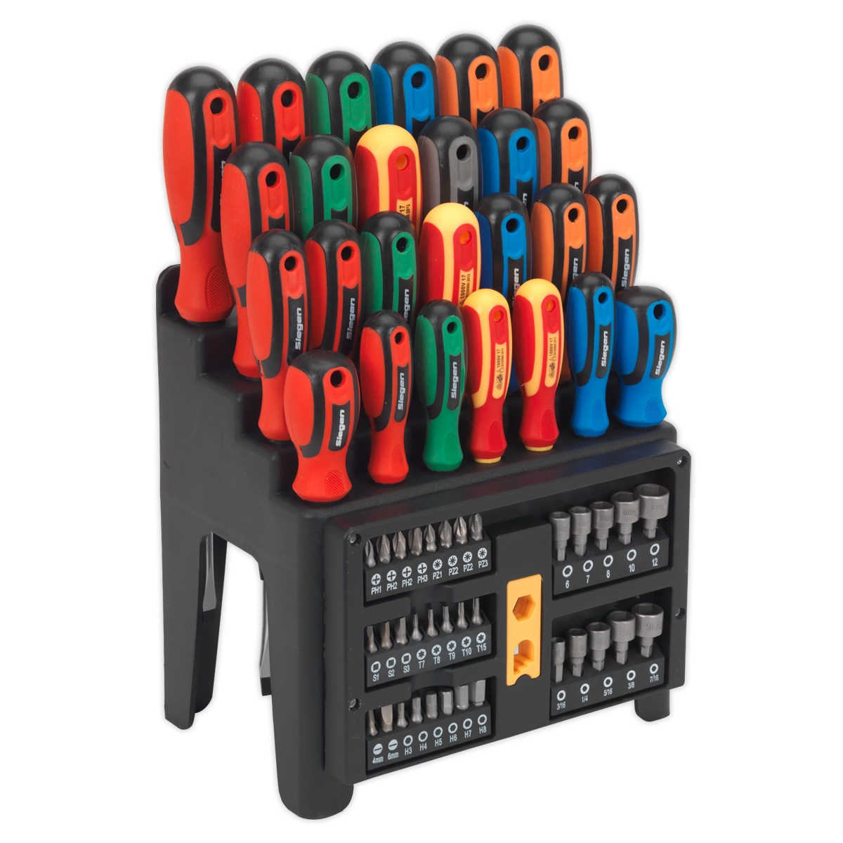 Sealey Screwdriver Bit & Nut Driver Set With Colour-Coding 61 Pieces S01152