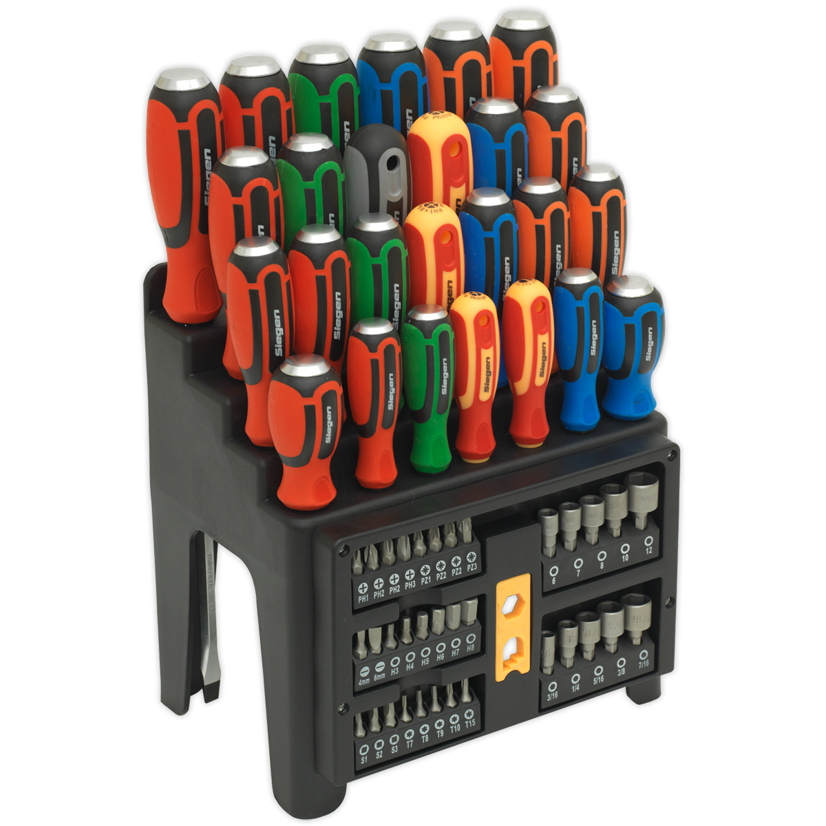 Sealey 61pc Hammer-Thru Screwdriver Bit and Nutdriver Set Colour-Coding S01153