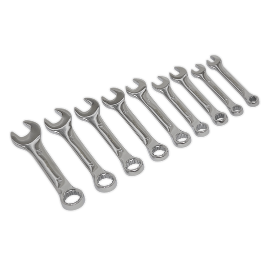 Sealey Stubby Combination Spanner Set 9pc - Metric Polished Mirror Finish S01157