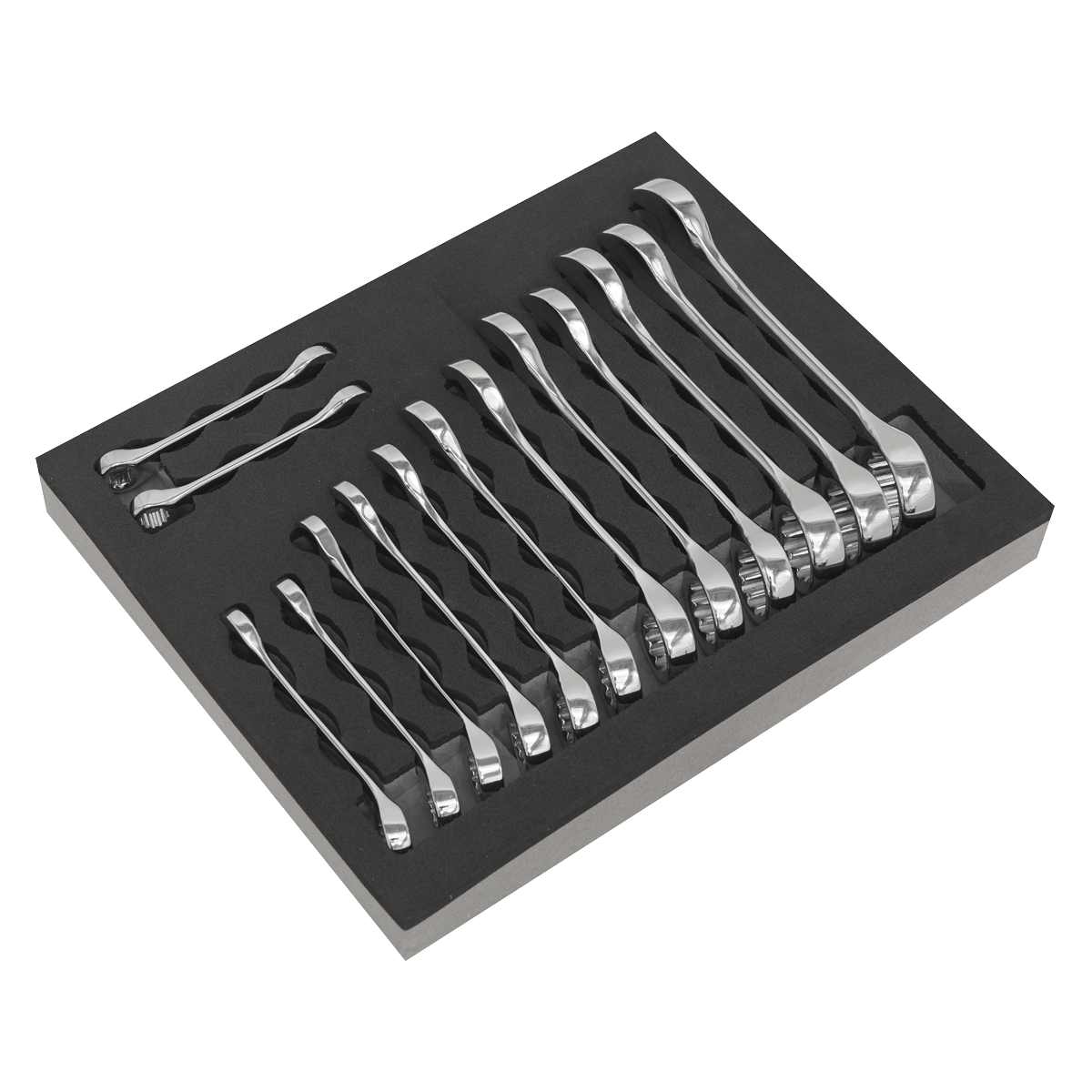Sealey Combination Spanner Set 14 Pieces Stubby Chrome Vanadium Steel S01232