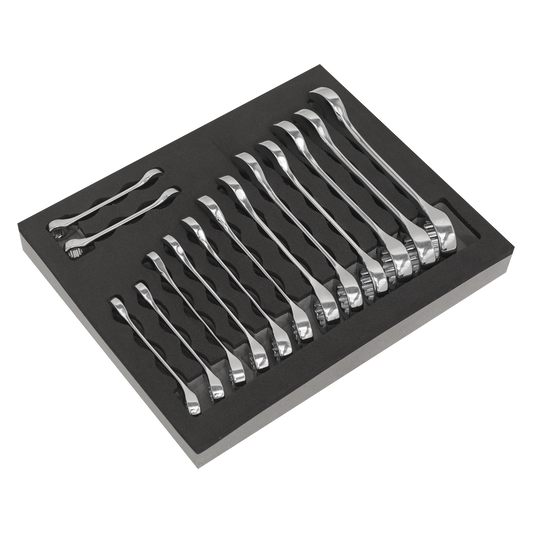 Sealey Combination Spanner Set 14 Pieces Stubby Chrome Vanadium Steel S01232