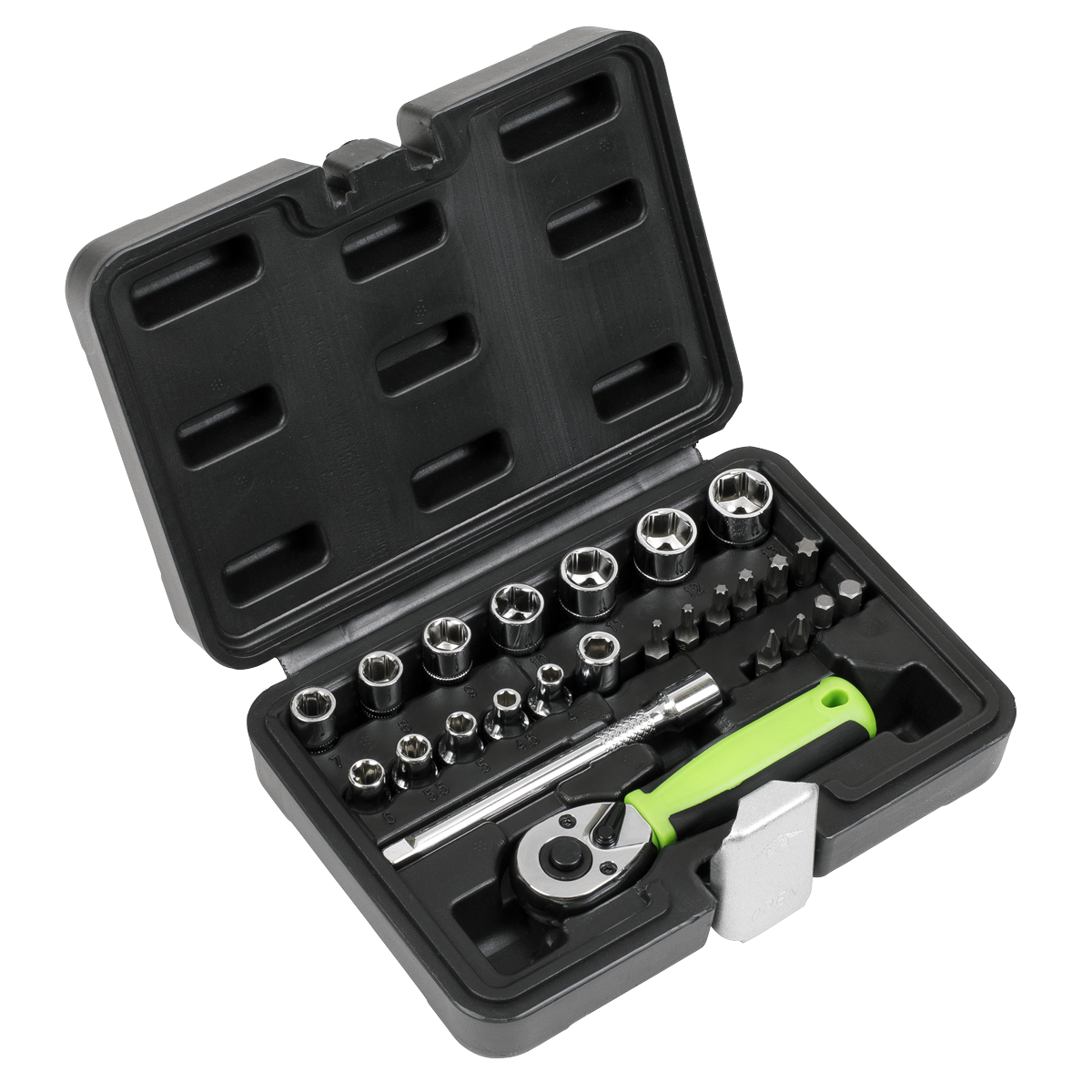 Sealey Socket Set 25 Pieces 1/4" Square Drive Metric With Mirror Finish S01233