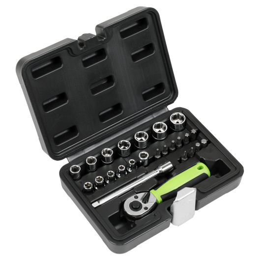 Sealey Socket Set 25 Pieces 1/4" Square Drive Metric With Mirror Finish S01233