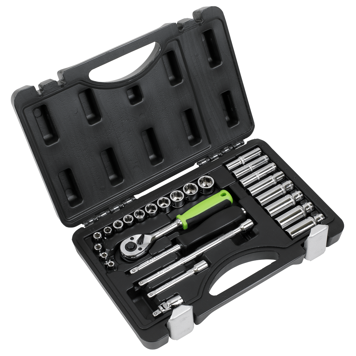 Sealey Socket Set 26 Pieces 1/4" Square Drive Metric With Mirror Finish S01234