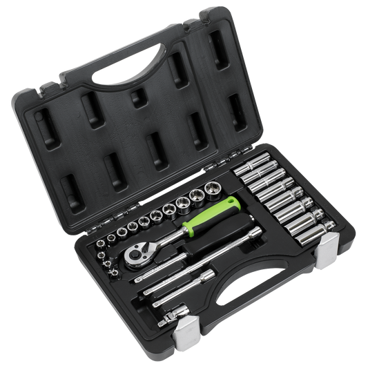 Sealey Socket Set 26 Pieces 1/4" Square Drive Metric With Mirror Finish S01234