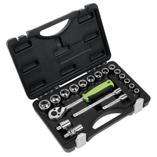 Sealey Socket Set 19 Pieces 3/8" Square Drive Metric With Mirror Finish S01235