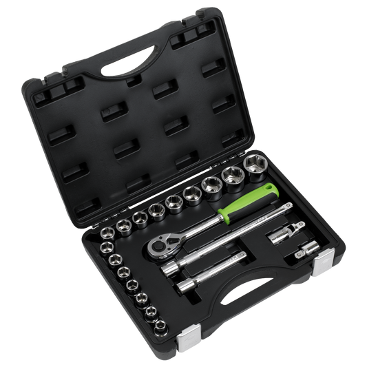 Sealey Socket Set 21 Pieces 1/2" Square Drive Metric With Mirror Finish S01237