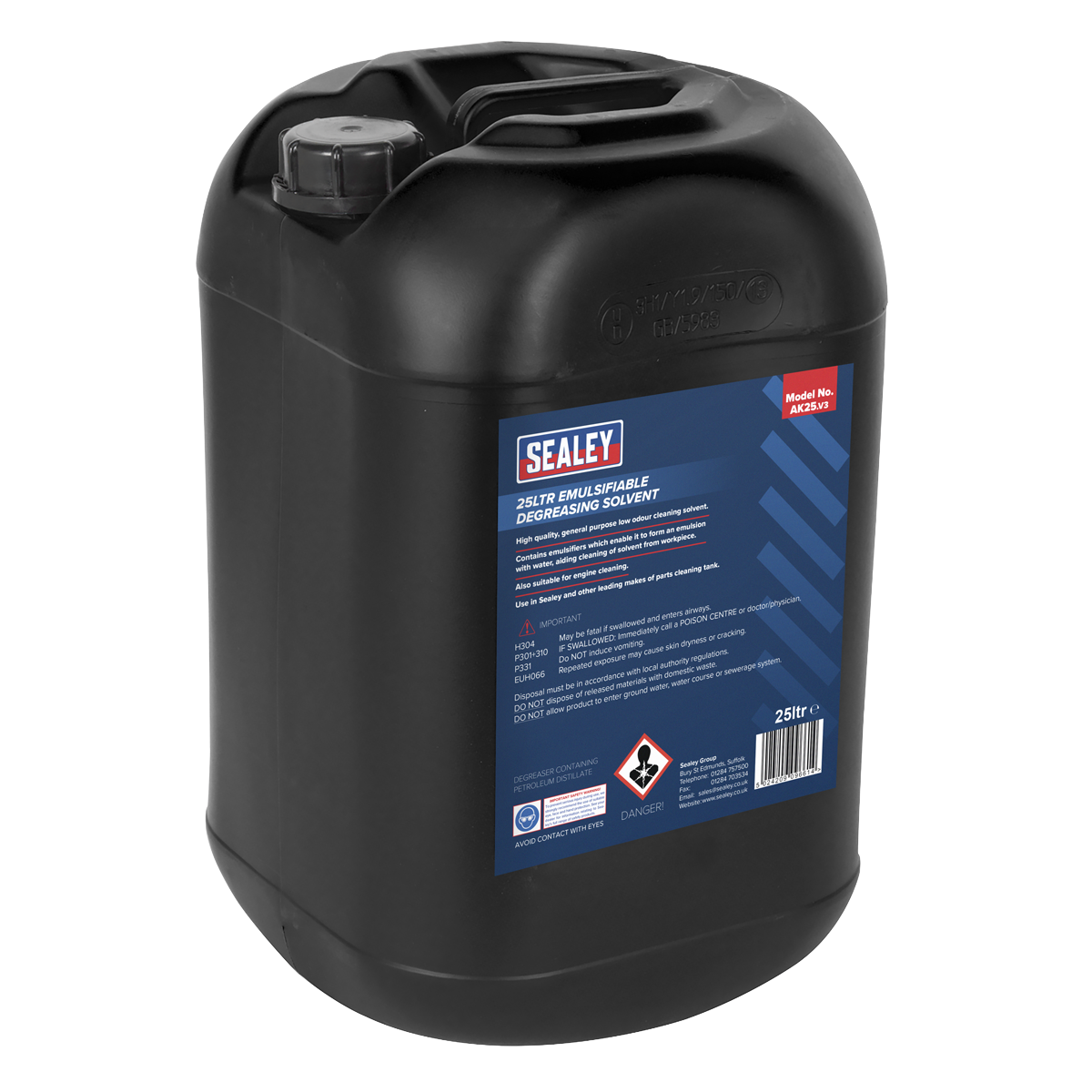 Sealey Emulsifiable Degreasing Low Odour Cleaning Solvent 25 Litre Drum AK25