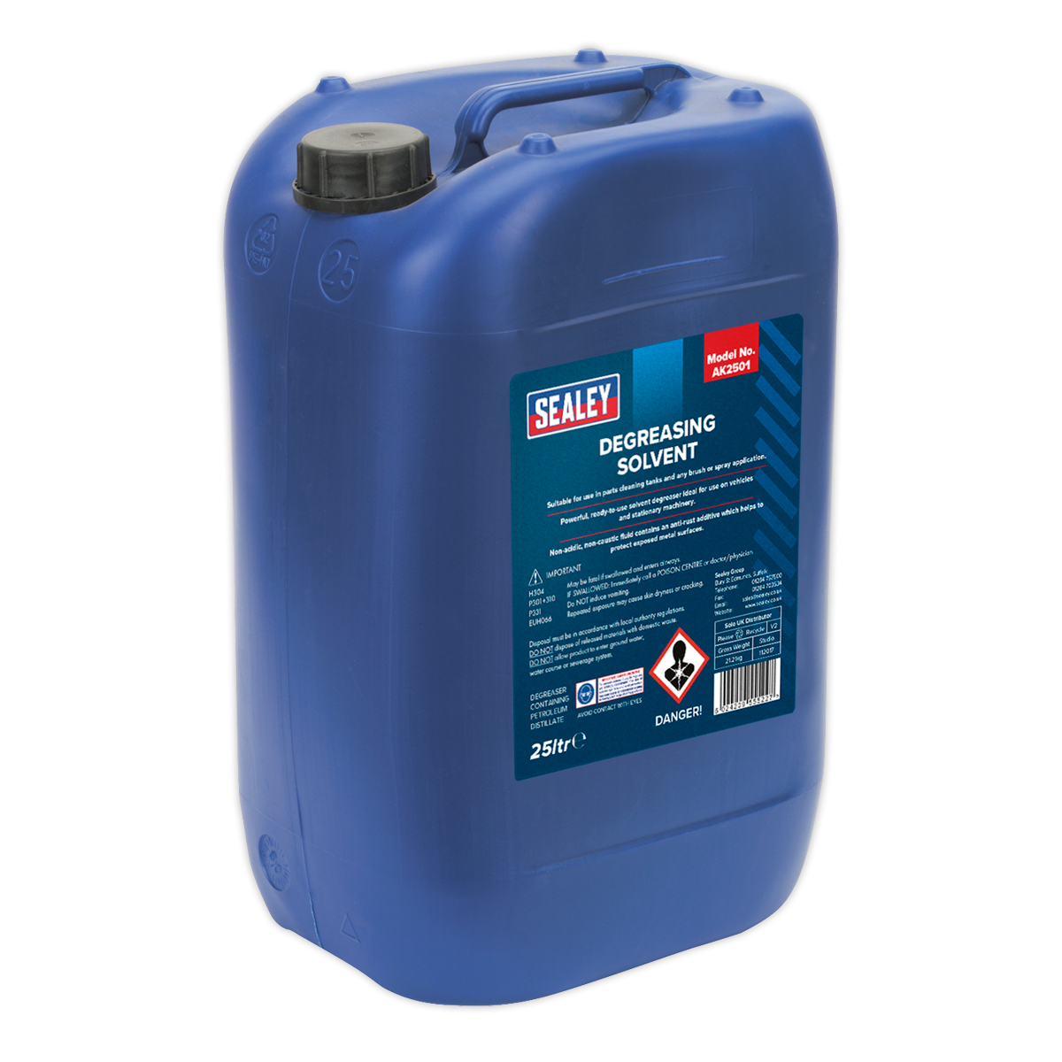 Sealey Degreasing Solvent For Cleannig Tanks - 25 Litres Blue Container AK2501
