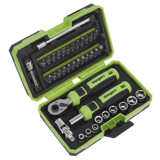 Sealey Socket & Bit Set 38 Pieces 1/4" Square Drive Corrosion Resistant S01255