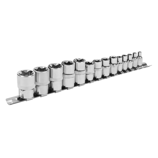 Siegen TRX-Star Socket Set 14 Pieces 1/4" 3/8" & 1/2" Square Drive E4-E24 S01265