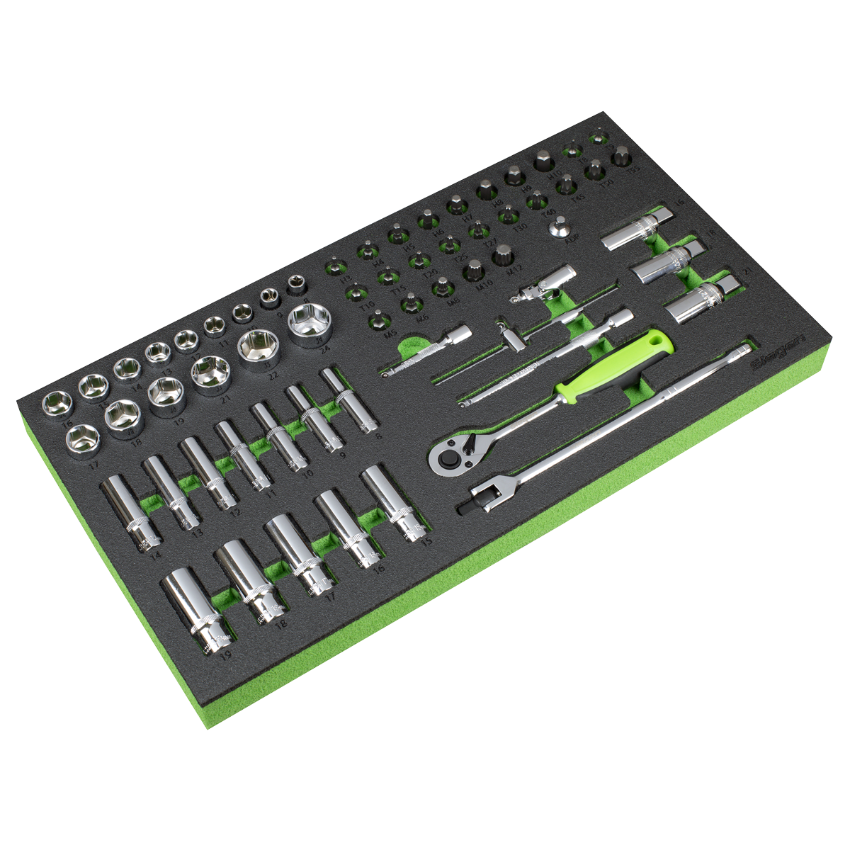 Sealey Siegen Socket Set With Tool Tray 3/8" Drive 8-24mm Sockets 62pc S01270
