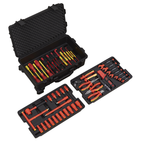 Sealey 3/8" Square Drive 1000V Insulated Tool Kit 50 Piece Socket Bit Set AK7938