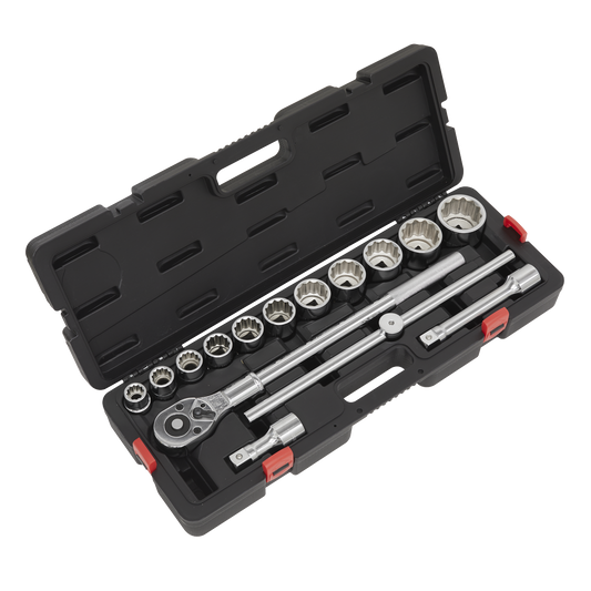 Sealey Socket Set 3/4" Square Drive 12-Point WallDrive 15 Pieces Metric AK2583
