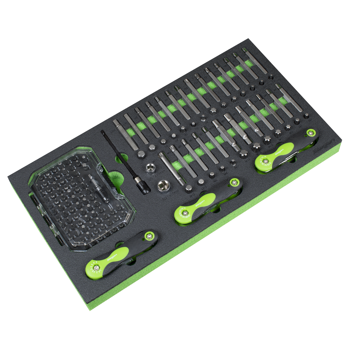 Sealey Siegen Specialised Bit Set & Folding Hex Keys With Tool Tray 170pc S01275