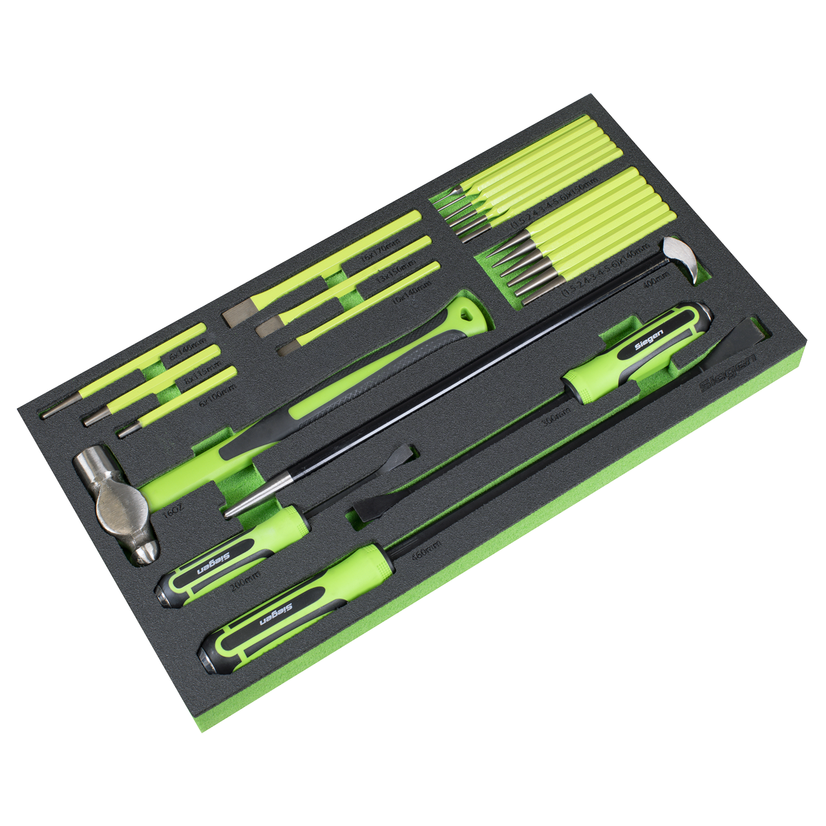 Sealey Siegen Pry Bar Hammer & Punch Set With Tool Tray 23 Pieces S01279