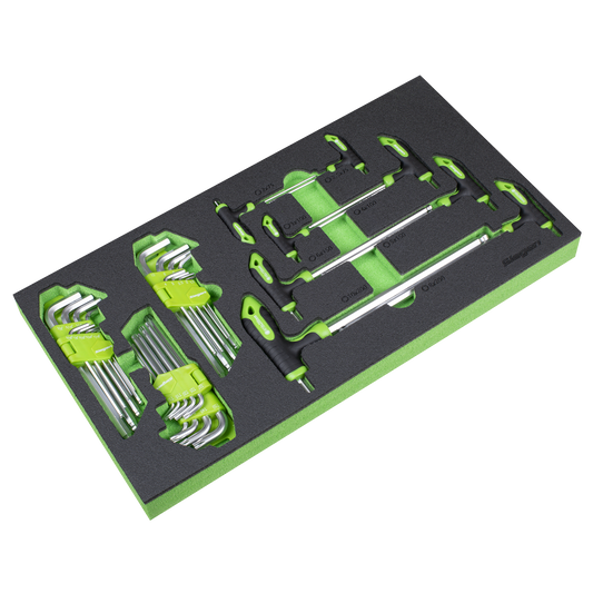 Sealey Siegen T-Handle & Standard Hex/TRX-Star Key Set With Foam Tray S01280