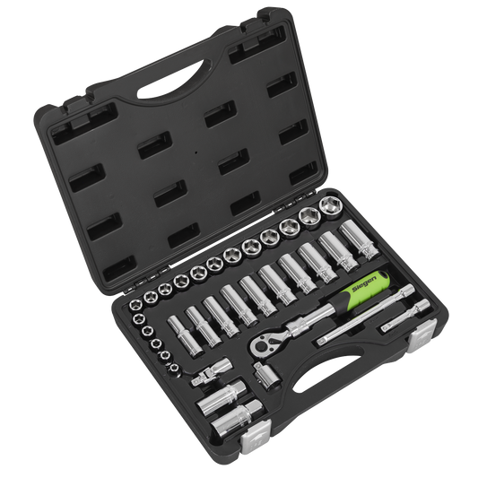 Sealey Siegen Extending Ratchet Socket Set 3/8" Square Drive 34 Pieces S01287