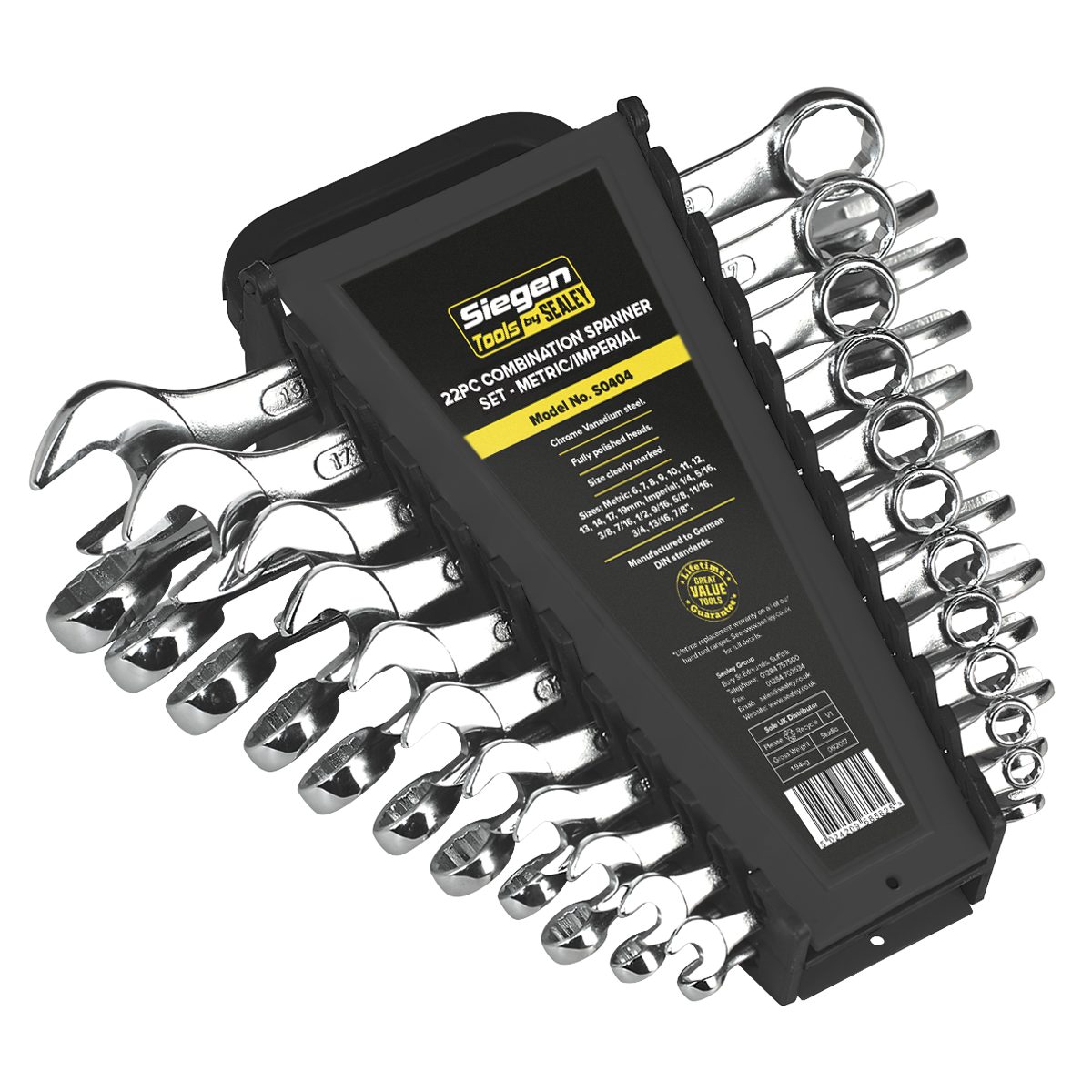 Sealey Combi Spanner Set With Fully Polished Heads 22pc Metric/Imperial S0404