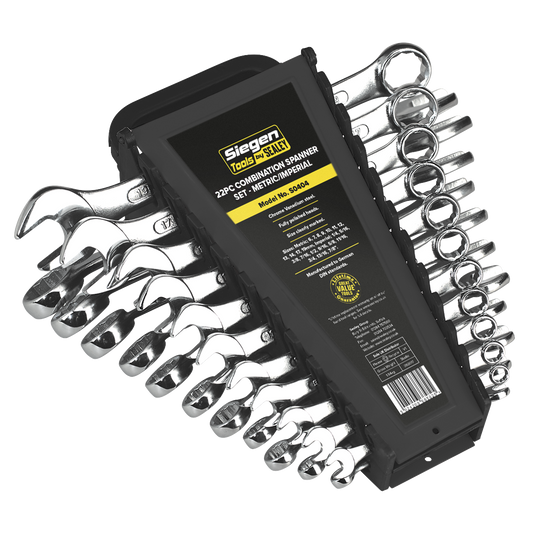 Sealey Combi Spanner Set With Fully Polished Heads 22pc Metric/Imperial S0404