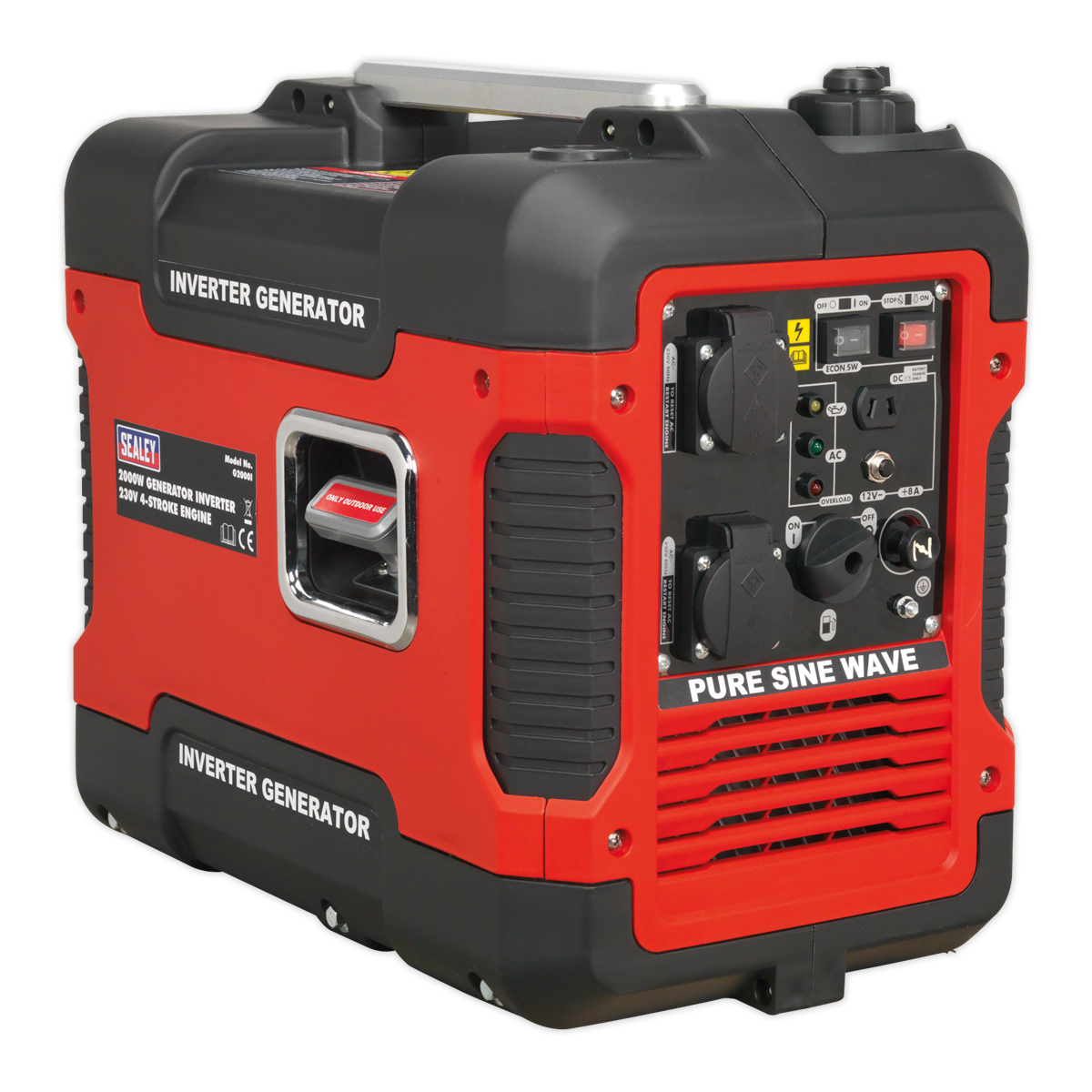 Sealey 2000W Inverter Generator 230V 4-Stroke Engine Lightweight Portable G2000I