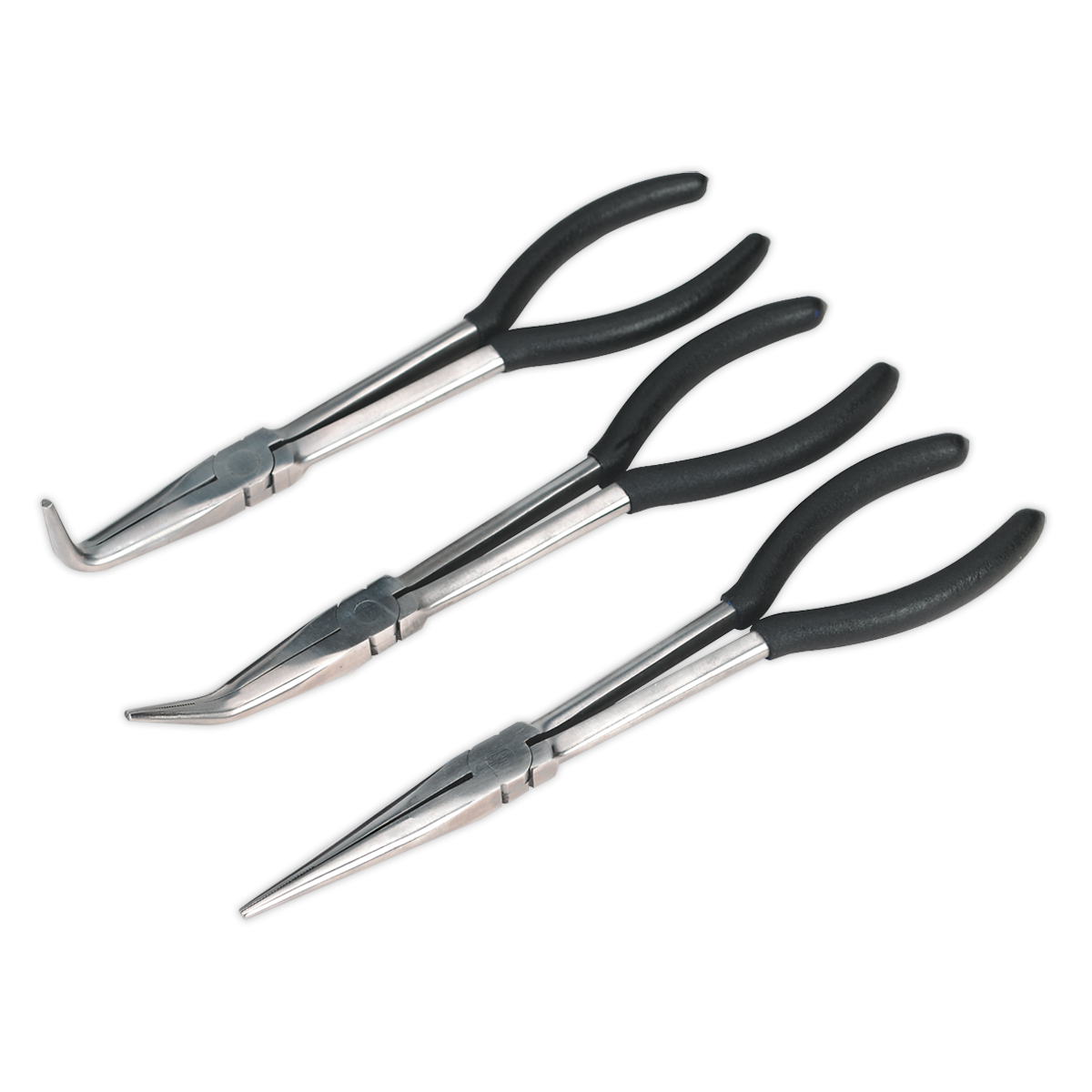 Sealey Needle Nose Pliers Set Non-Slip Foam Cushion Grip Handles 3pc 275mm S0433