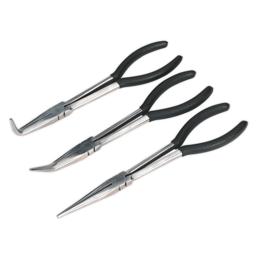 Sealey Needle Nose Pliers Set Non-Slip Foam Cushion Grip Handles 3pc 275mm S0433