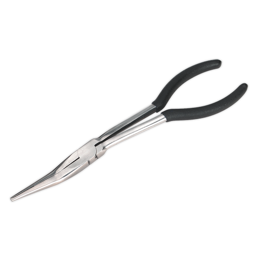 Sealey Needle Nose Pliers 275mm Offset Fully Polished Finish Silver Tool S0437