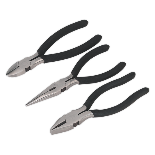 Sealey Pliers Set With Non-Slip Foam Cushion Grip Handles 3 Pieces Tool S0447