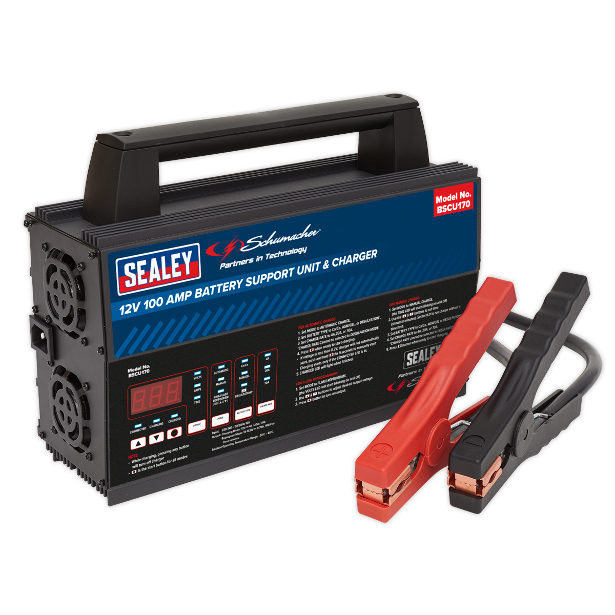 Sealey Schumacher Battery Support Unit Charger 12V 100A Fully Automatic BSCU170