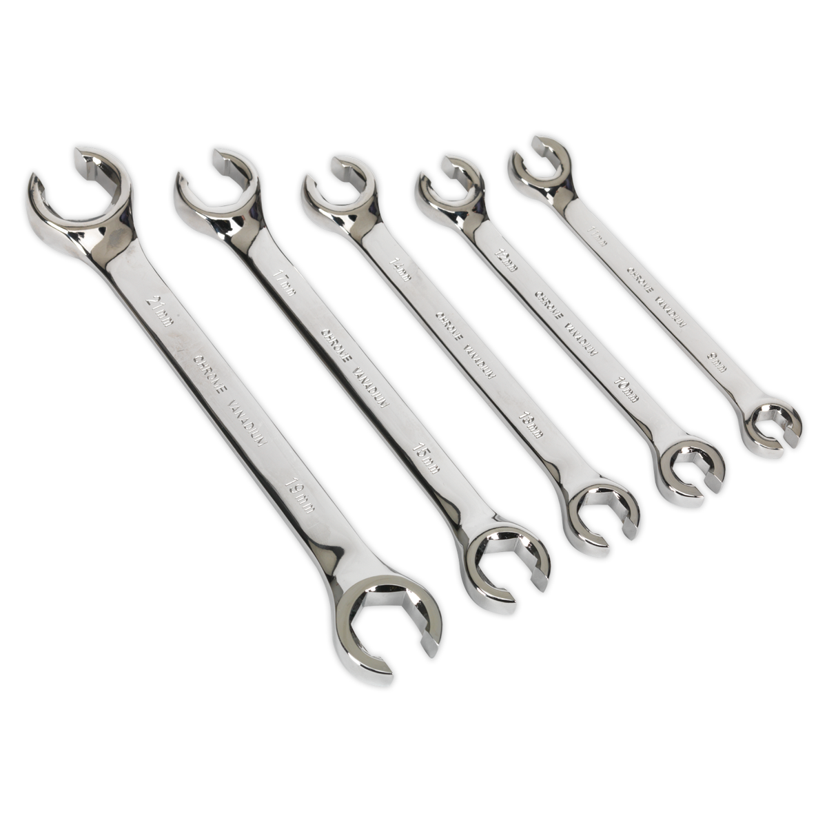 Sealey Flare Nut Spanner Set 5pc Metric Drop-Forged Chrome Vanadium Steel AK2651