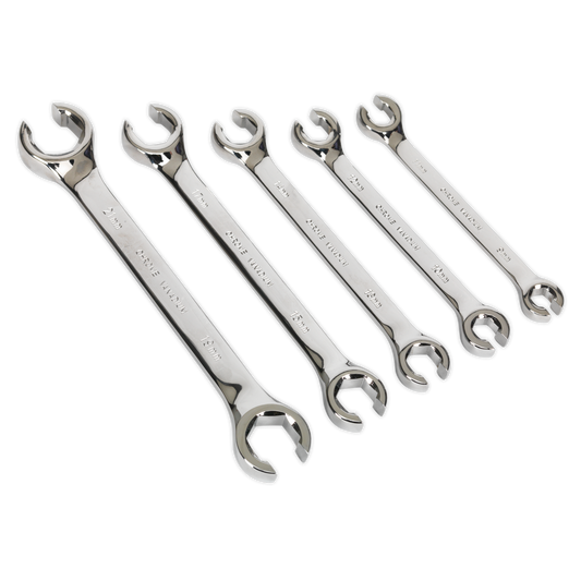 Sealey Flare Nut Spanner Set 5pc Metric Drop-Forged Chrome Vanadium Steel AK2651