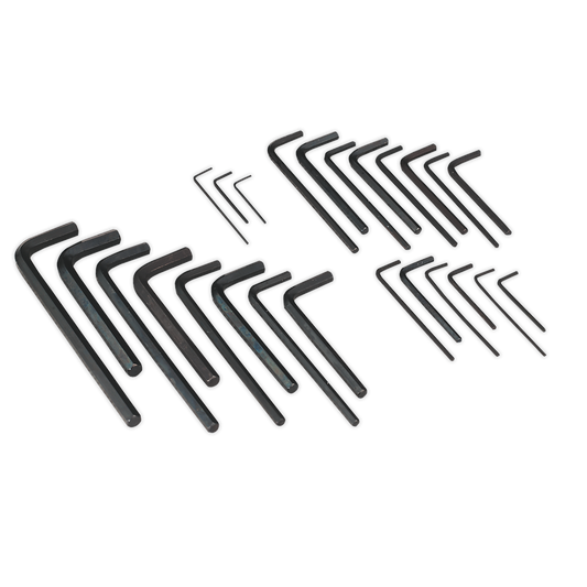 Sealey 25 Pieces Imperial & Metric Hex Key Set Chrome Vanadium Steel S0465