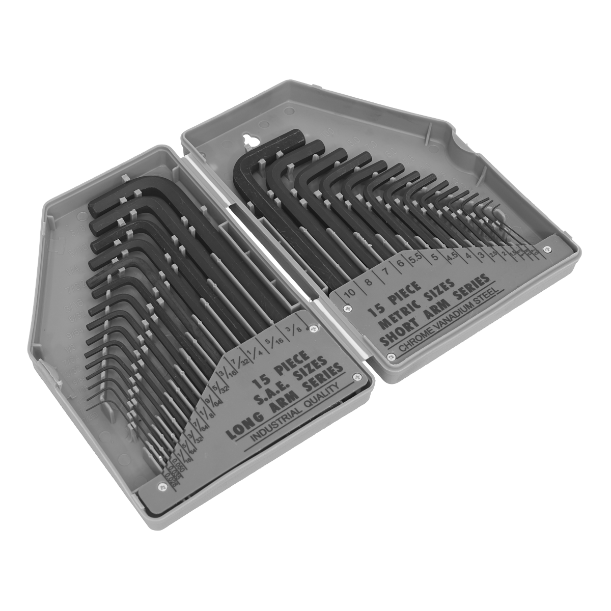Sealey Hex Key Set Long/Short Arm 30 Pcs Metric/Imperial Chrome Vanadium S0484