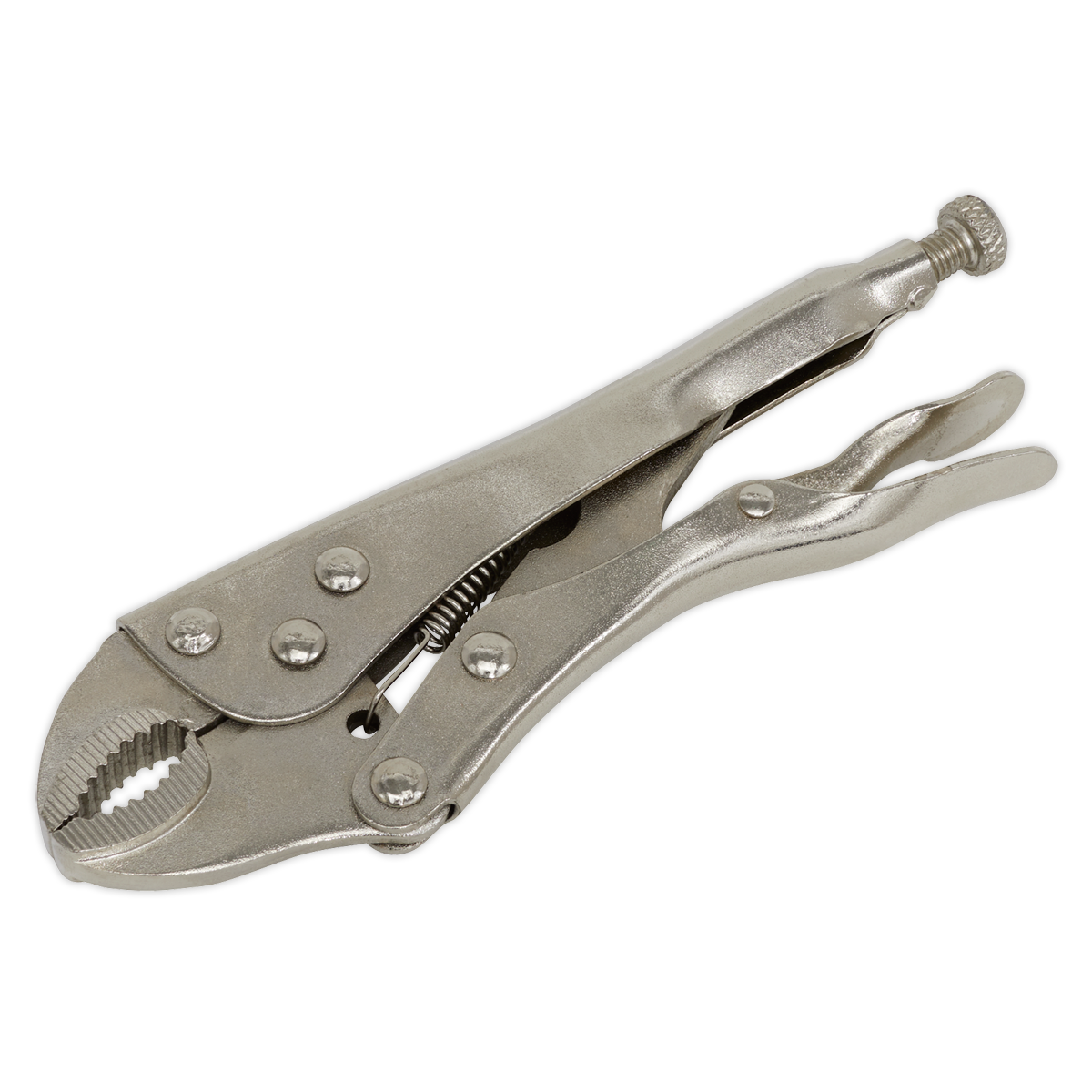 Sealey Locking Pliers 175mm Curved Adjustable Grip Jaws With Lever Release S0486