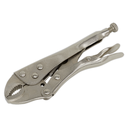 Sealey Locking Pliers 175mm Curved Adjustable Grip Jaws With Lever Release S0486
