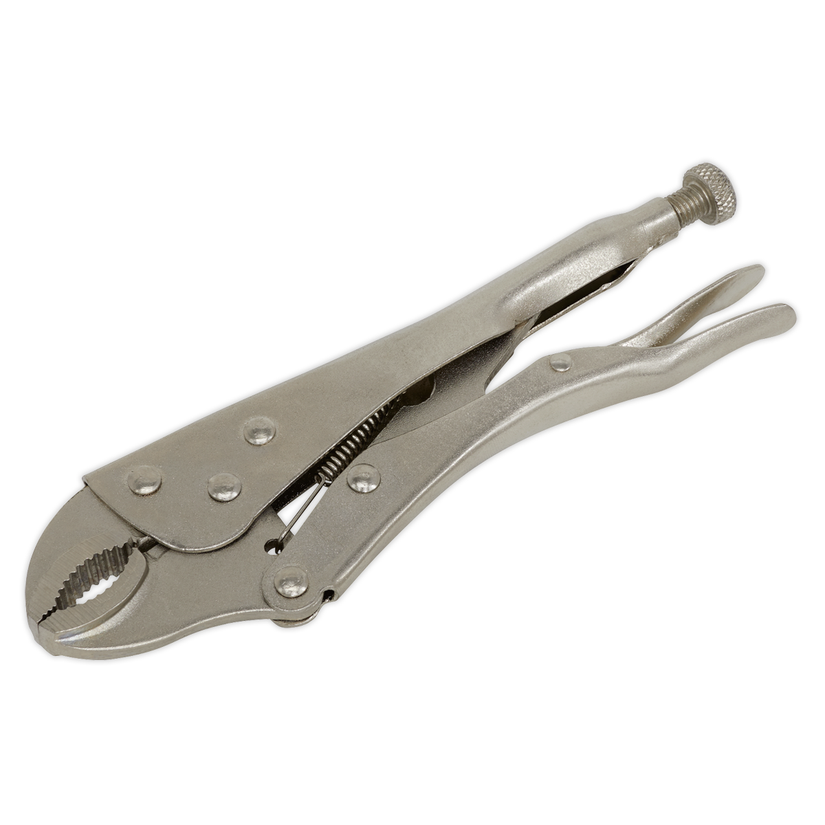 Sealey Locking Pliers 215mm Curved Adjustable Grip Jaws With Lever Release S0487