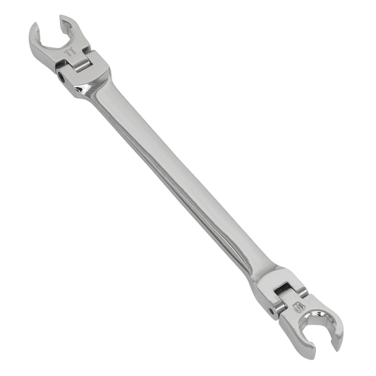 Sealey Flexi-Head Flare Nut Spanner 10 x 11mm Chrome Vanadium Steel AK26521