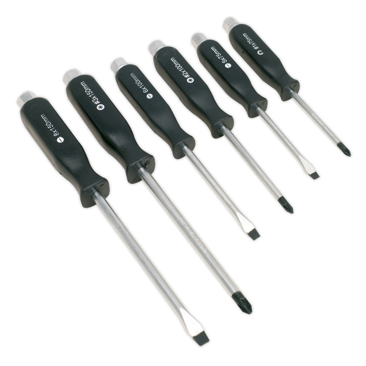 Sealey Screwdriver Set Hammer-Thru Shot Blasted and Magnetized Tips 6pc S0535