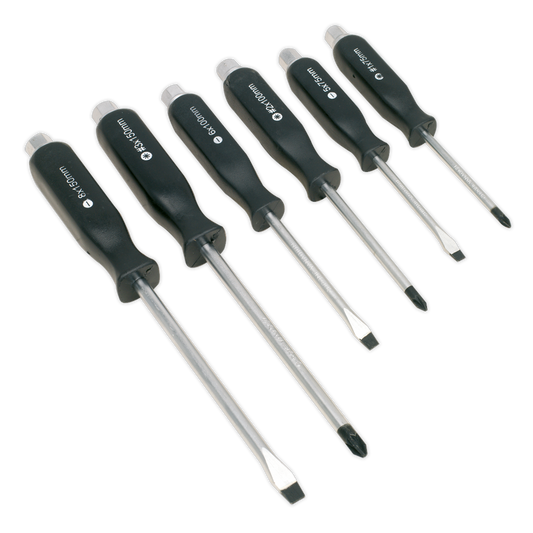 Sealey Screwdriver Set Hammer-Thru Shot Blasted and Magnetized Tips 6pc S0535