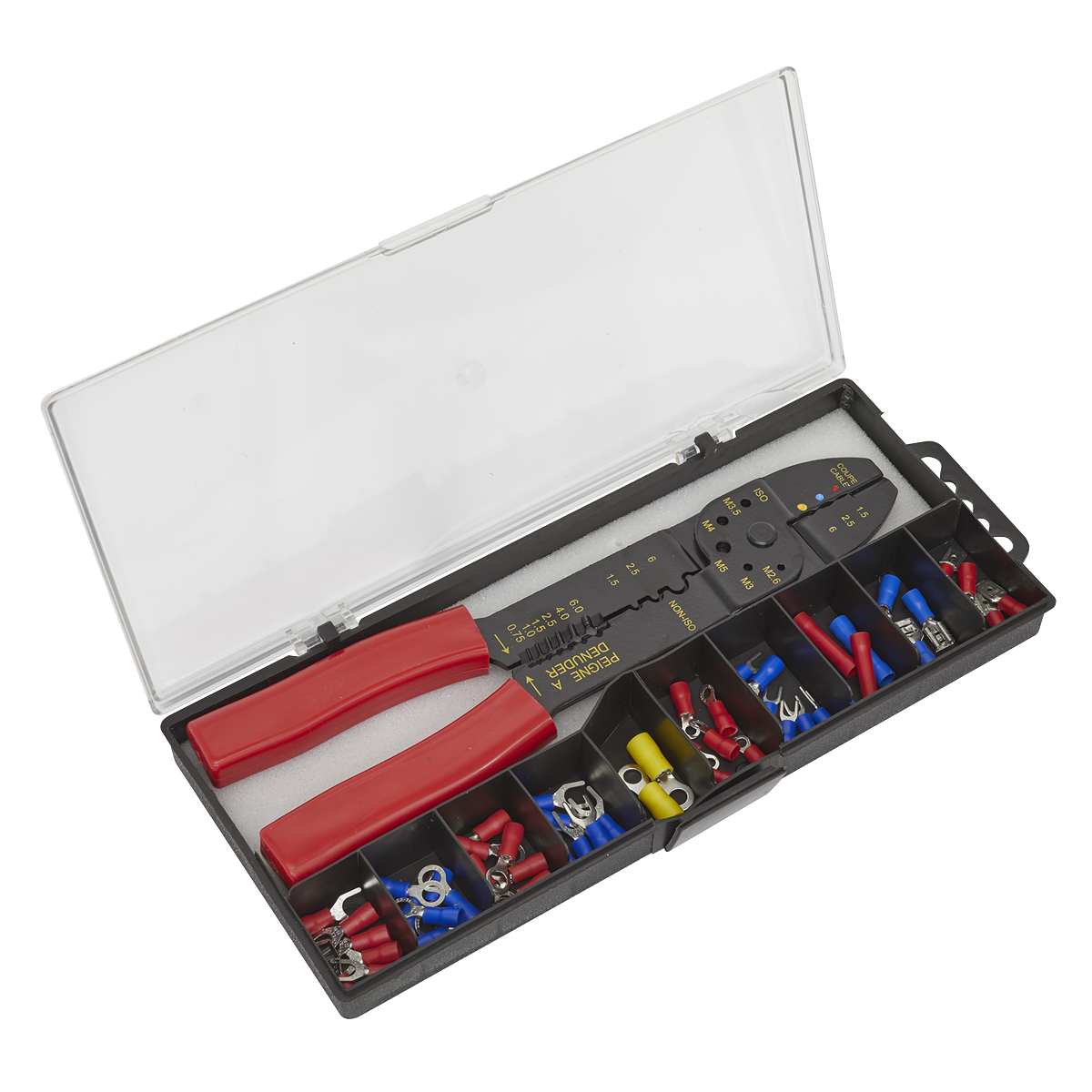 Sealey Crimping Tool Set With Safety Insulated Handle Grips M2.6-M5 S0536