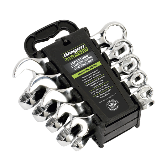 Sealey Combi Spanner Set Stubby Chrome Vanadium Steel 10 Pieces Metric S0561
