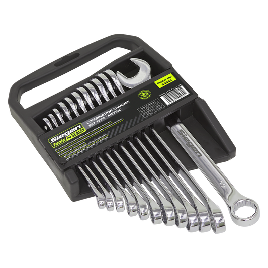 Sealey Metric Combi Drop-Forged Chrome Vanadium Steel 12 Piece Spanner Set S0563