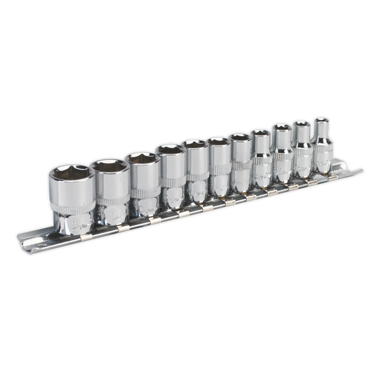 Sealey Socket Set 11 Pieces 1/4" Square Drive 6 Point WallDrive Imperial AK2670