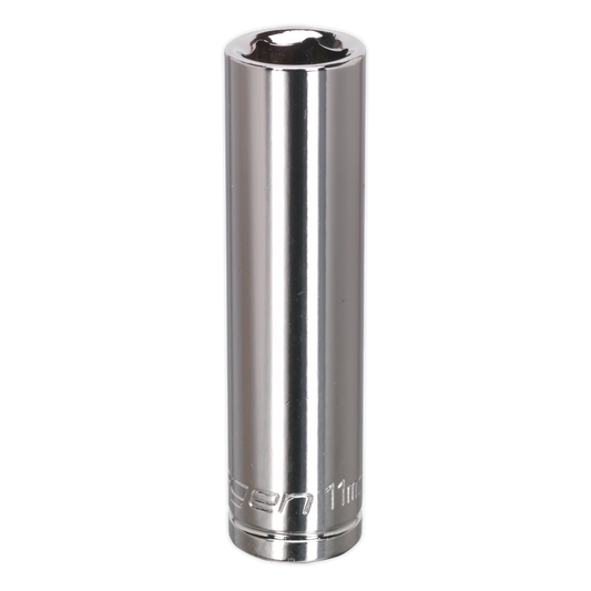 Sealey WallDrive Socket Tool 11mm Deep 3/8" Square Drive - Chrome Plated S0589