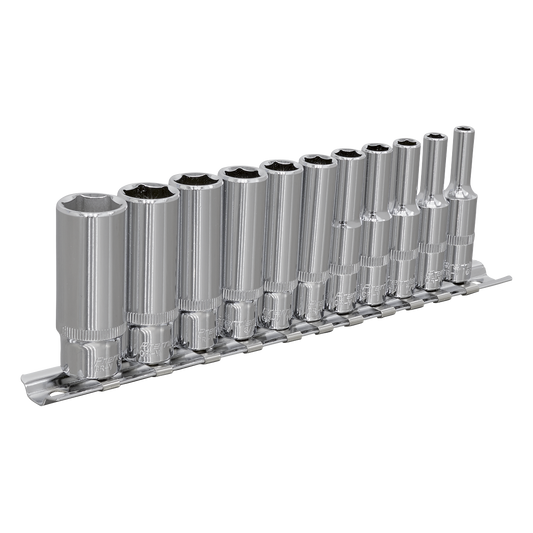 Sealey Socket Set 11pc 1/4" Square Drive 6 Point Deep WallDrive Imperial AK2671