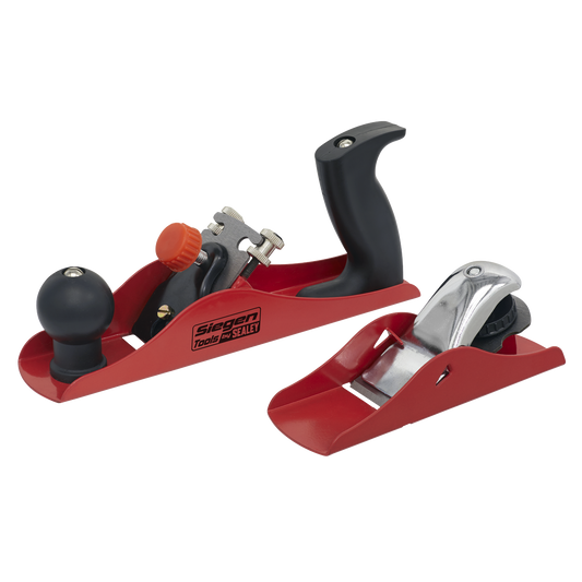 Sealey Wood Planer Set 2 Pieces 235mm 163mm Length Hardened Adjustable S06092