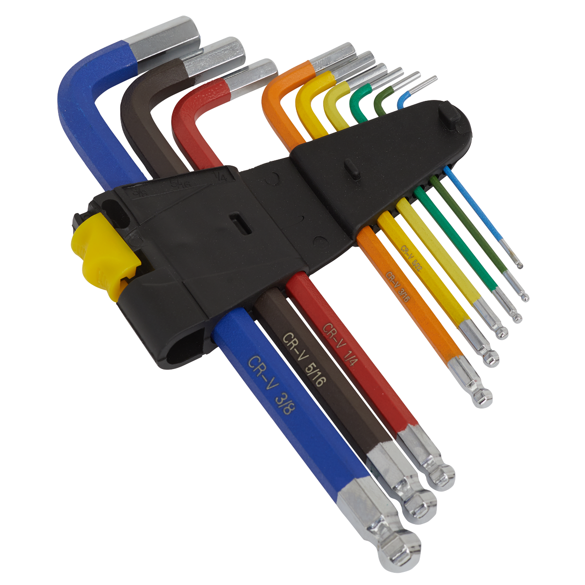 Sealey Ball End Hex Key Set 9 Pieces Long Colour Coded Imperial Hand Tool AK7197